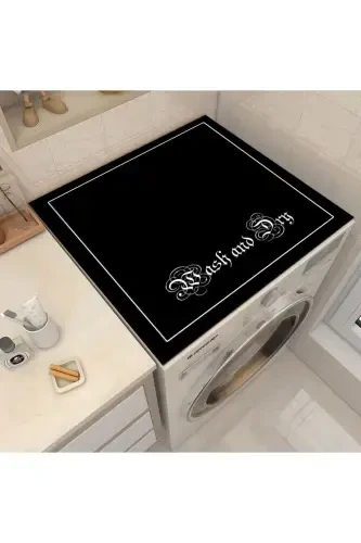 Black Dryer Washing Machine Cover Protection Mat Waterproof Non-Slip Washable-PATTERN - 3