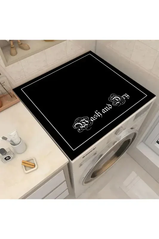 Black Dryer Washing Machine Cover Protection Mat Waterproof Non-Slip Washable-PATTERN - 3