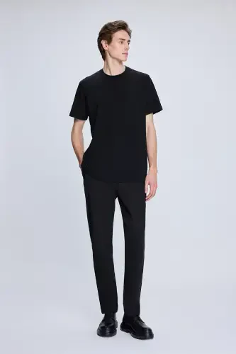 Black Dynamic Fit Patterned Side Pocket Casual Jogg - HATEMOĞLU (1)