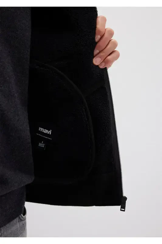 Black faux leather jacket, regular fit. - 7