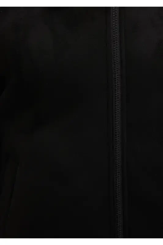 Black faux leather jacket, regular fit. - 8