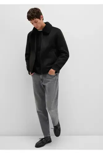 Black faux leather jacket, regular fit. - MAVI (1)