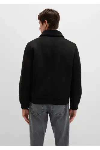 Black faux leather jacket, regular fit. - 5