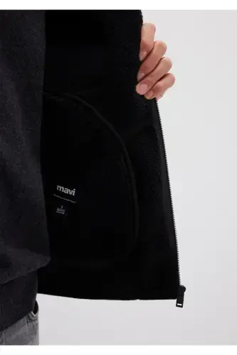 Black faux leather jacket, regular fit. - 7