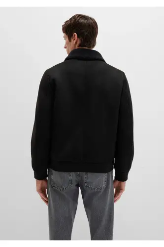 Black faux leather jacket, regular fit. - 5