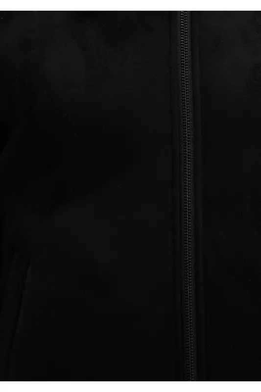 Black faux leather jacket, regular fit. - 8