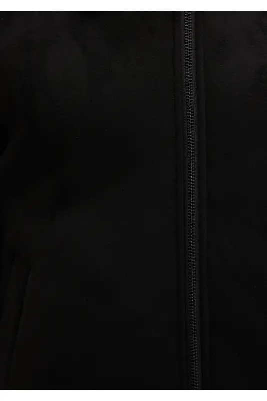 Black faux leather jacket, regular fit. - 8