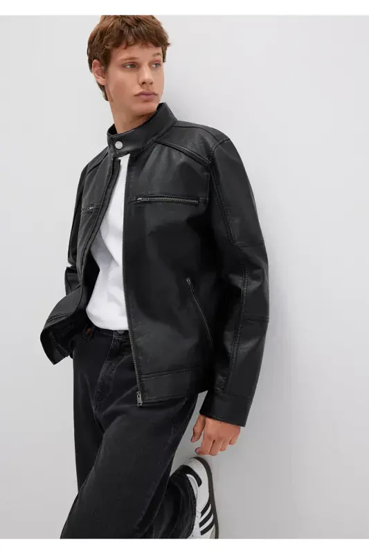 Black Faux Leather Jacket Slim Fit / Skinny Fit 0110438-71379 - MAVI