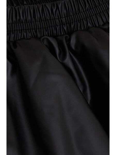 Black Faux Leather Skirt with Tulle and Elastic Waist for Girls (8-12 Years) - 3