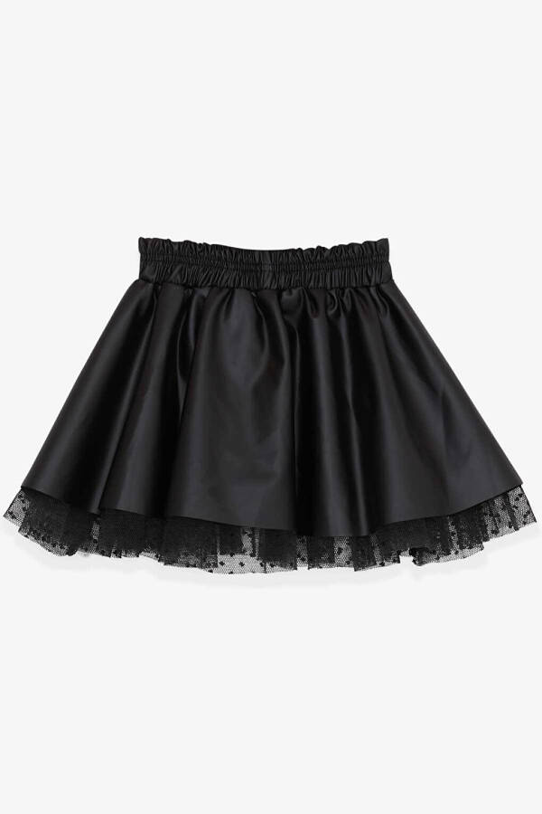 Black Faux Leather Skirt with Tulle for Girls (3-6 Years) - 12