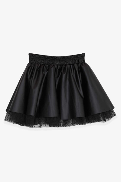 Black Faux Leather Skirt with Tulle for Girls (3-6 Years) - 13