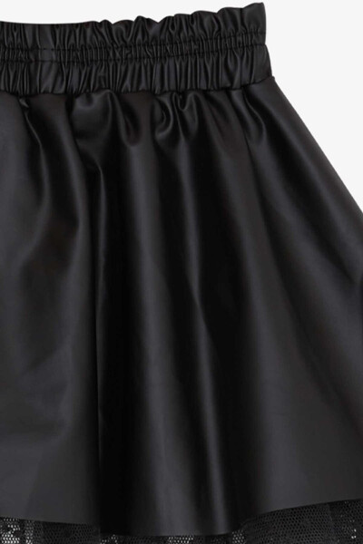 Black Faux Leather Skirt with Tulle for Girls (3-6 Years) - 14