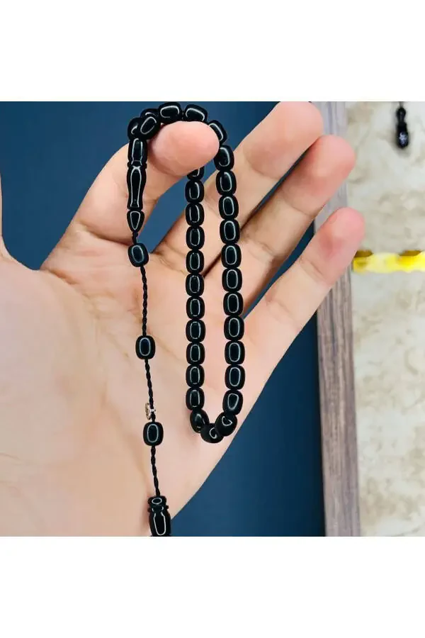 Black Fire Amber Prayer Beads of Wrist Size - 2