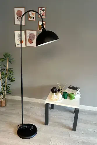 Black Floor Lamp Adjustable Head Modern Decorative Metal Living Room Study Room Lamp-black - BAMYUM (1)