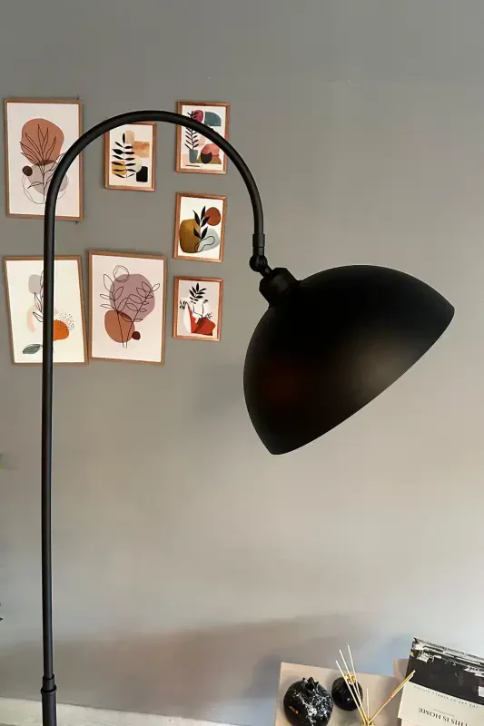 Black Floor Lamp Adjustable Head Modern Decorative Metal Living Room Study Room Lamp-black - 5