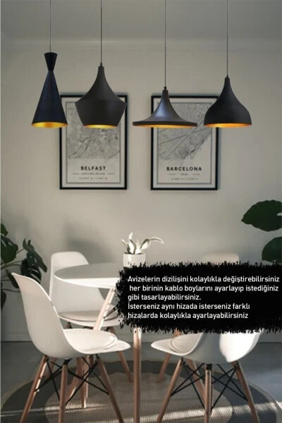 Black Four-Light Magna Chandelier Pendant Dining Tabletop Indoor Bakery Office Shop Modern Restaurant - BAMYUM (1)