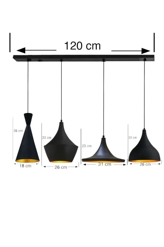 Black Four-Light Magna Chandelier Pendant Dining Tabletop Indoor Bakery Office Shop Modern Restaurant - BAMYUM