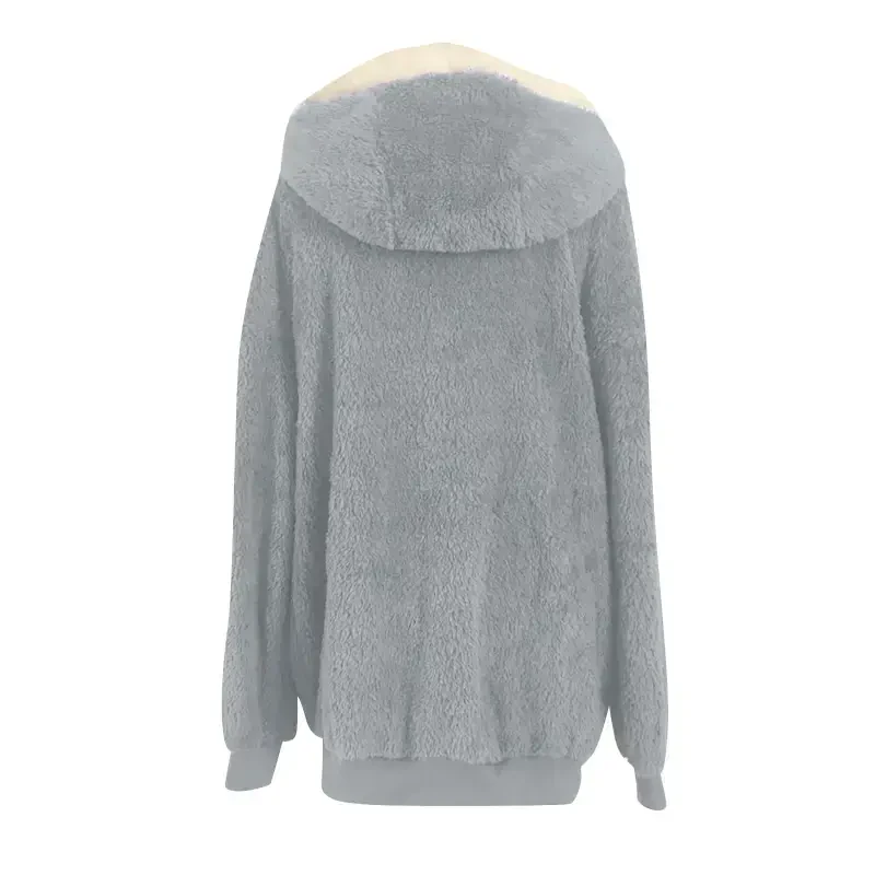 Black Friday Deals! 50% Off Sawvnm Winter Long Coats for Women Plus Size Winter Warm Loose Plush Zip Hooded Jacket Coat Gifts Christmas Gift - 3