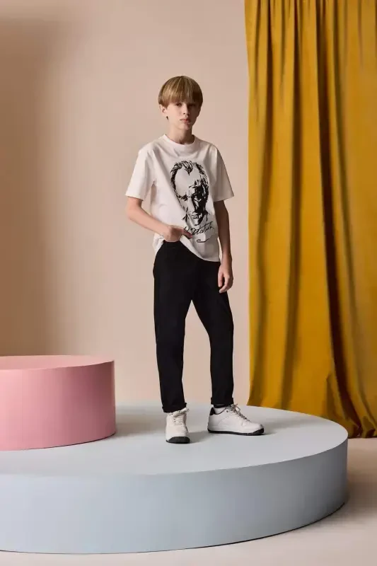 Black Gabardine Trousers for Boys X4224a622sm - 2