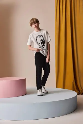 Black Gabardine Trousers for Boys X4224a622sm - 3