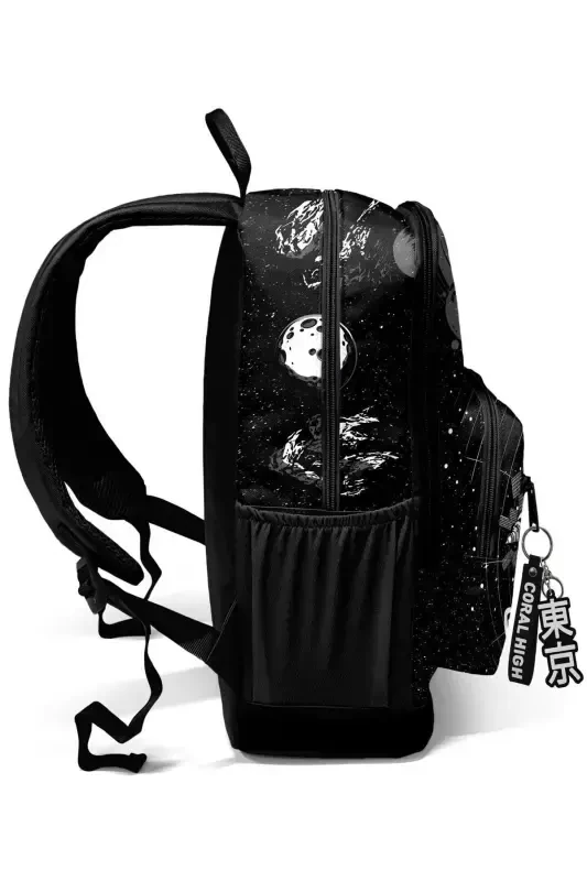 Black Galaxy Patterned 3-Piece SET School and Backpack-black galaxy - 6