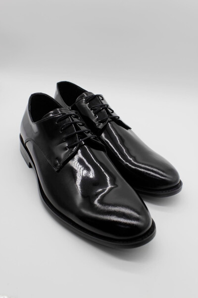 Black Genuine Leather Patent Lace-Up Tuxedo Groom Shoes 1033240178 - 11