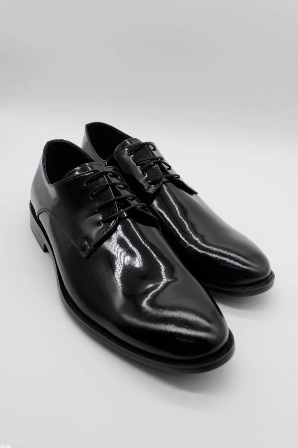 Black Genuine Leather Patent Lace-Up Tuxedo Groom Shoes 1033240178 - 11