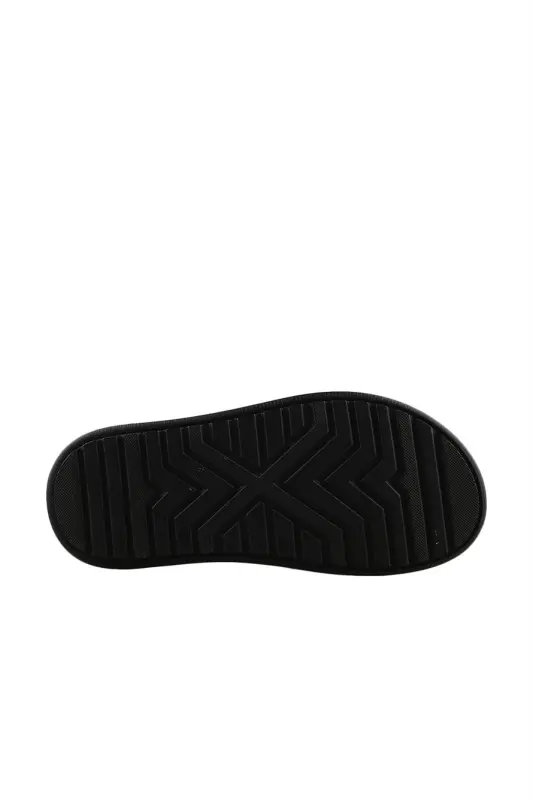 Black Genuine Leather Strap Detail Sandal - 4