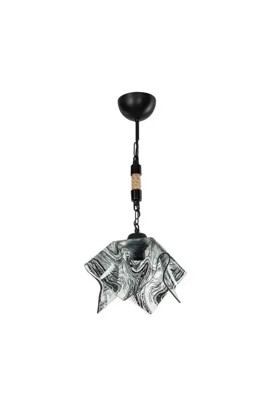 Black Glass Pendant Chandelier Bedroom Living Room Kitchen Corridor Lamp-Black - 2
