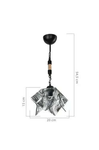 Black Glass Pendant Chandelier Bedroom Living Room Kitchen Corridor Lamp-Black - 3