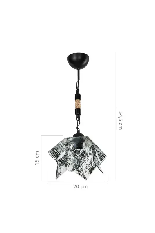 Black Glass Pendant Chandelier Bedroom Living Room Kitchen Corridor Lamp-Black - 3