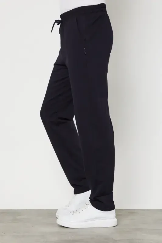 Black-gray-navy blue 3-piece Men's Straight Leg Relaxed Fit Sweatpants Premium Fabric-Black - 4