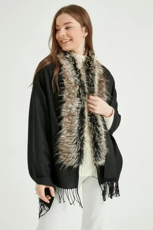 Black-Grey Poncho NW11387 - 2