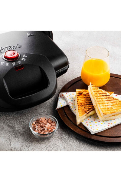 Black Grill and Toaster with Granite Waffle and Smooth Plates - 8