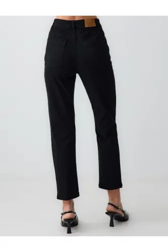 Black High Waist Regular Leg Denim Pants-Black - 6