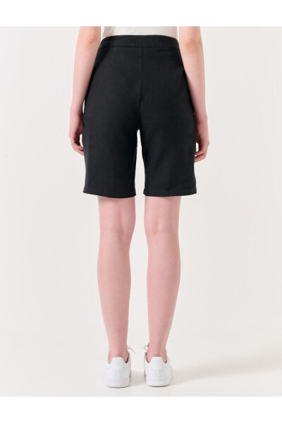 Black High Waisted Linen Shorts - 24