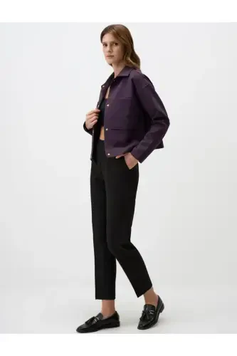 Black High Waisted Short Fabric Pants - JIMMY KEY (1)