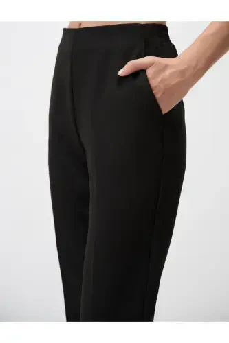 Black High Waisted Short Fabric Pants - 5