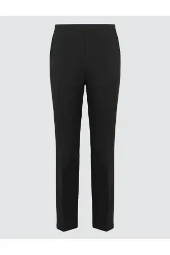 Black High Waisted Short Fabric Pants - 7