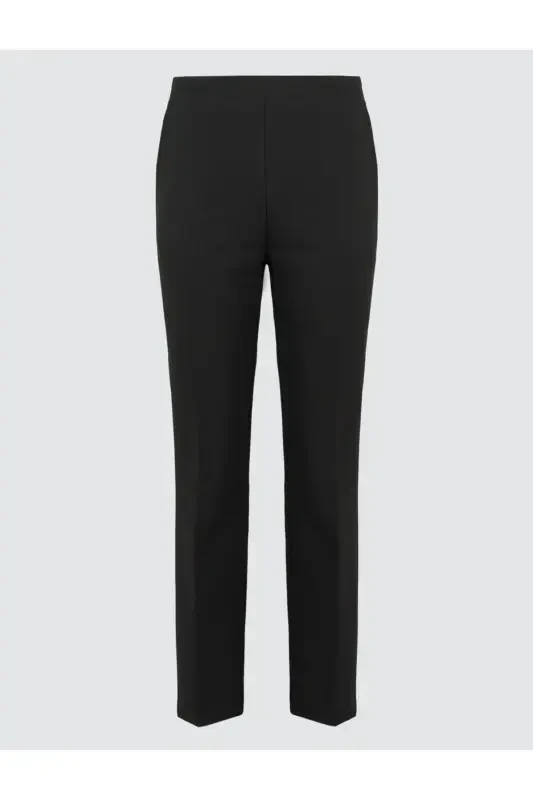 Black High Waisted Short Fabric Pants - 7