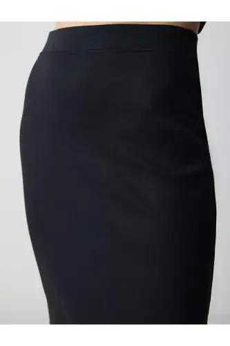 Black High Waisted Slim Fit Knit Midi Skirt - 5