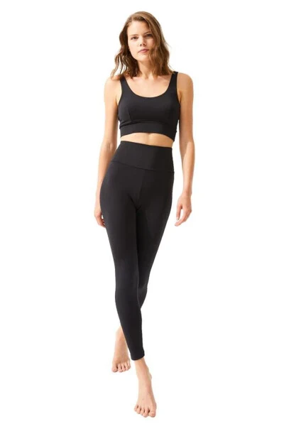 Black High Waisted Women's Leggings with Tummy Control - 9