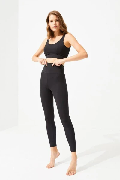 Black High Waisted Women's Leggings with Tummy Control - 11