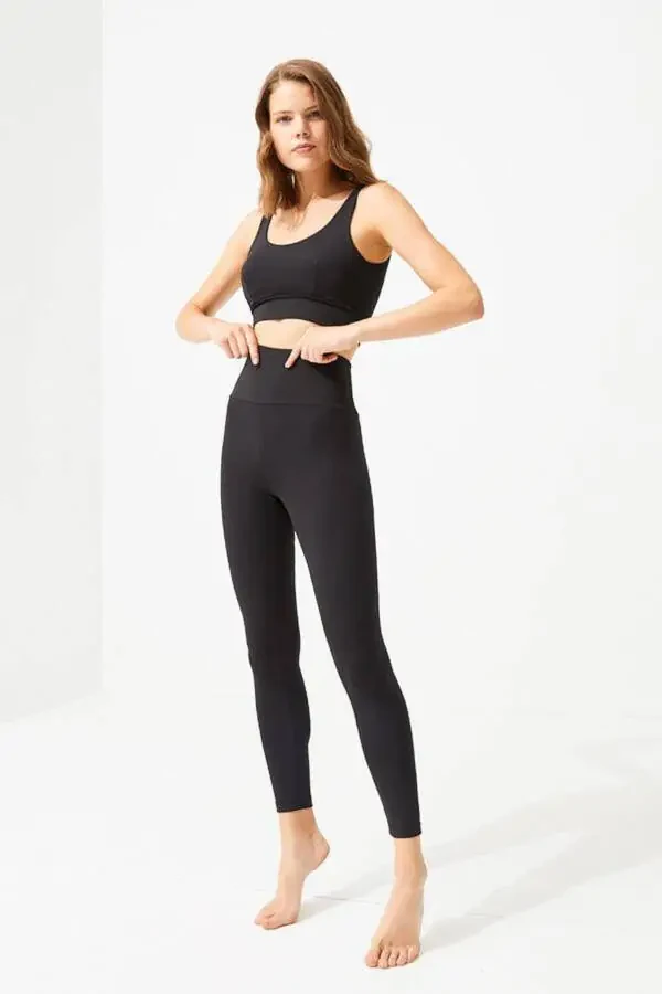 Black High Waisted Women's Leggings with Tummy Control - 11