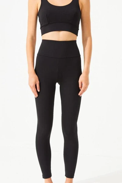 Black High Waisted Women's Leggings with Tummy Control - 12