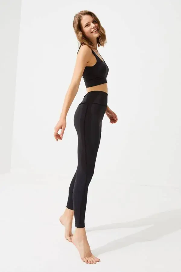 Black High Waisted Women's Leggings with Tummy Control - 15
