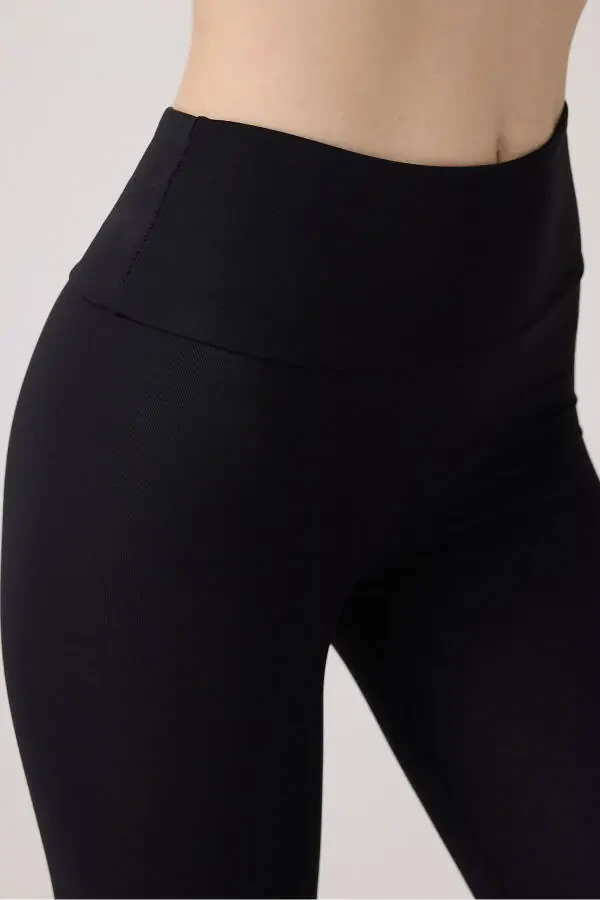 Black High Waisted Women's Leggings with Tummy Control - 4