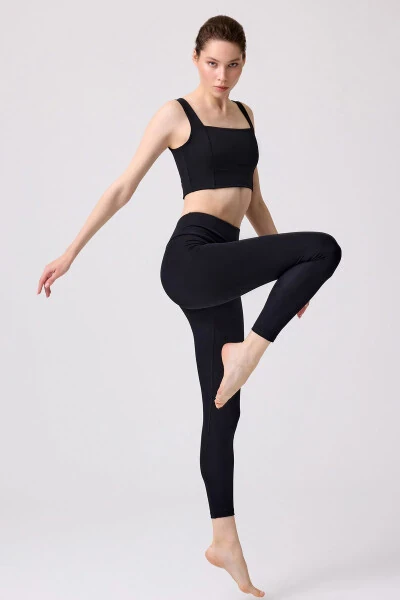 Black High Waisted Women's Leggings with Tummy Control - 5