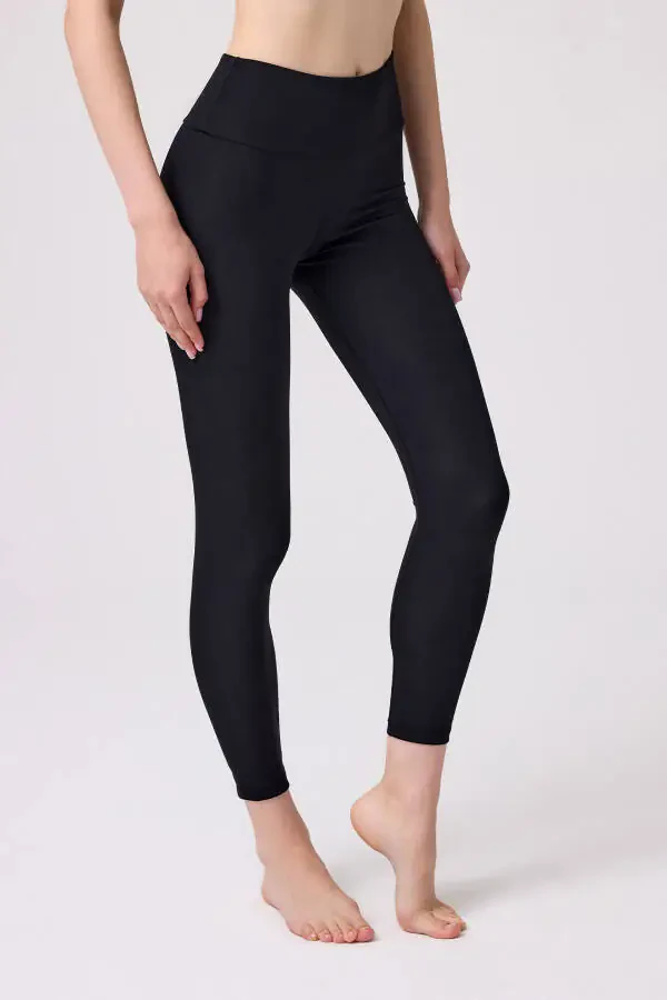Black High Waisted Women's Leggings with Tummy Control - 6