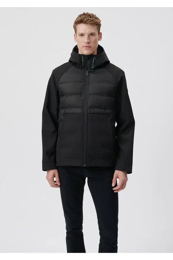 Black Hooded Block Jacket (0110047-900) - 3